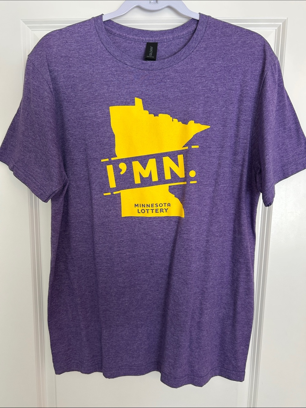 Gildan Purple Short-Sleeve Tee with Yellow Minnesota Graphic